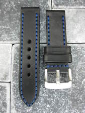 22mm NEW COW LEATHER STRAP Watch BAND PAM Black Blue for fits PANERAI LUMINOR picture
