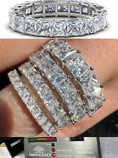 Real Princess Cut Moissanite Eternity Band Wedding Ring 925 Silver 2-5mm Square picture