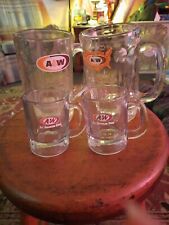 Vintage A&W Root Beer Soda Mug(2) 6'' Tall AW Dimpled Heavy Glass (2) 3