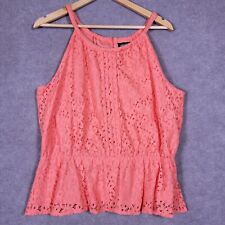 NICOLE BY NICOLE MILLER Top Women XL Camela Peplum Laced Blouse Lined Tank Top picture