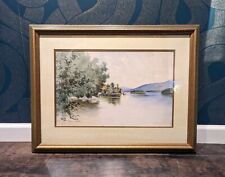 Antique Walter Chaloner Watercolor painting. Framed Lake Scene. 25 3/8