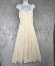 Vintage Florencia Fiume Lace Maxi Dress Womans Small? Ivory Button Front picture