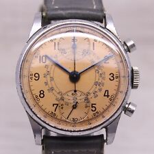 Vintage c.1950's Anonymous 32mm Steel Back Chronograph Watch CLEAN Salmon Dial picture