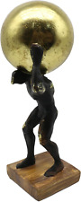 Atlas Holding up World Statue and Sculpture, Struggler Figurine Decor, Ball Lift picture