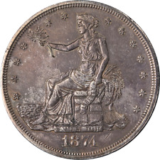 1874-CC Trade Dollar AU/BU Details Decent Eye Appeal Strong Strike picture