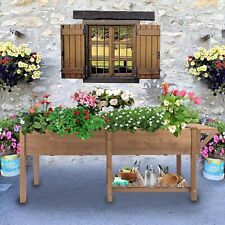 PetsCosset Raised Garden Bed Outdoor Wooden Elevated Planter with Grow Grid picture