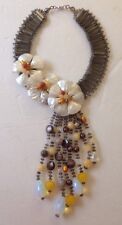 Stunning and Unique Crystal and Shell Floral Design Statement Necklace picture