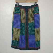 Vintage Charles Demery Paris Wool Skirt Womens MEdium Purple Green Paisley FLAWS picture