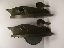 2 UNKNOWN VINTAGE METAL AND WOOD DUCK DECOYS LA INITIALED picture