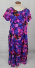 VTG Made In Hawaii Maxi Dress Neon Colorful Floral Textured Cotton Blend? Sz 14 picture