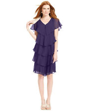 Patra Women's Purple Short Sleeve Tiered Layer Party Dress Size 8 picture