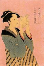 MEIJI era UTAMARO Japanese ukiyo-e woodblock reprint: “READING A LETTER” picture