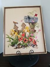 OOAK VTG Needlework Country Mailbox, Framed, 17x20, Cottagecore, Gallery Wall picture