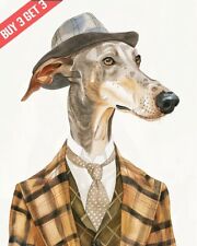 Greyhound in a Racing Suit Dog Watercolor Painting Print 8x10 picture