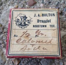 Antique JA Holton Druggist Robstown Texas Paper Medicine Box. picture