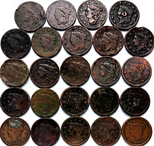 24 DIFFERENT Large Cent Cull Lot: 1816-1839 Matron Head & 1839-1857 Braided Hair picture