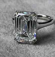 5 Ct Emerald Cut NATURAL  Moissanite Engagement Ring In 14K White Gold Plated picture