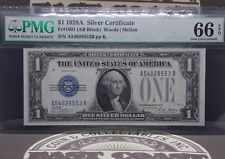 1928a $1 Silver Certificate Fr#1601 *FUNNY BACK* PMG 66 EPQ #042 GEM CU Unc picture
