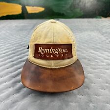 VINTAGE Remington Country Hat Cap Adjustable Tan Leather Strapback Hunting USA picture
