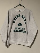 Vintage 90s Delta Zeta Athletic Department Crewneck Sweatshirt Gray XL USA picture