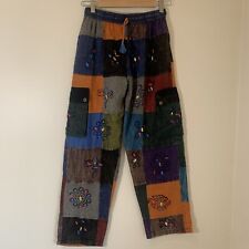 Rising International Cargo Pant Womens S Patchwork Painted Boho Hippie Goblin picture