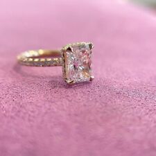 3.40 TCW Moissanite Hidden Halo Engagement Ring 14k Yellow Gold Plated Women's picture