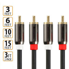 New 3ft 6ft 10ft 15 FT Gold Plated RCA Male L/R Stereo Audio Cable Cord Plug picture