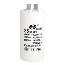 CBB60 Run Capacitor 35uF 450V AC Double Insert 50/60Hz Cylinder 92x44mm White picture