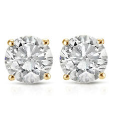 1 Ct TW Certified Real Diamond Studs Screw Back Earrings 14K Yellow Gold picture