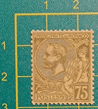 Monaco Post Stamp 1921, Prince Albert I, Sc A2, 75c ol brn, buff, MNH picture