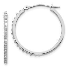 Real 14kt White Gold Diamond Fascination Round Hinged Hoop Earrings picture