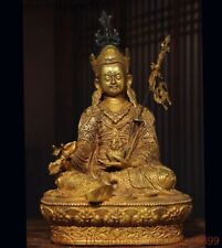 12'' Tibet Buddhism temple bronze gilt Padmasambhava Guru Rinpoche Buddha statue picture