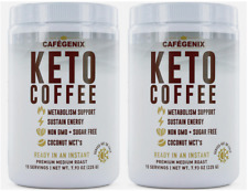 Cafegenix KETO COFFEE Bullet-Proof Instant Coffee 7.93 oz TWO cans 10/2024 picture