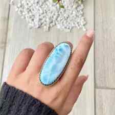 Larimar Large Ring, 925 Sterling Silver Handmade Ring, Women Jewelry Ring HR134 picture