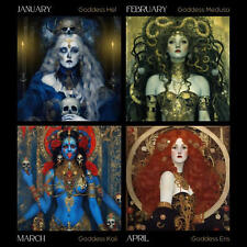 Dark Goddess 2024 Calendar Black Wall Calendar Moon Phases Greek Mythology Gift picture