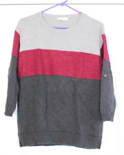 Tara By Vince Camuto Color Block 3/4 Sleeve Sweater Size Women's Small Gray Red picture