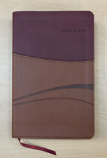 Common English Bible NIB ThinLine Tan Brick Red/DecoTone Faux Leather Easy Read picture