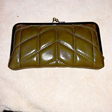 Patricia Nash Everly Quilted Oil Waxed Nappa Leather Frame Wallet Olive Nwot picture