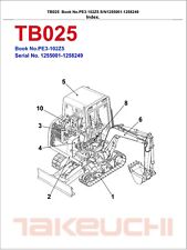 025 Hydraulic Excavator Service Parts Manual Takeuchi TB025 Z5 picture