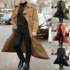 Vintage Men's Trench Coat Winter Warm Long Jacket Double Breasted Overcoat Coat picture