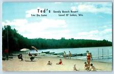 c1950's Ted's Sandy Beach Resort Lac Du Lune Land O' Lakes Wisconsin WI Postcard picture