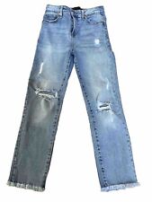 Kendall And Kylie Jeans Womens Size 1/25 Distressed High Rise Straight Leg picture