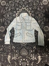 Vtg. Rare 70's Roncelli Silver Studded Baby Blue Rock Glam  Zip Up Jacket Size 9 picture