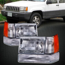 For 1993-1996 Jeep Grand Cherokee Headlights Driver And Passenger Set picture
