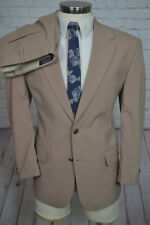 Vintage Haband Mens Brown Khaki 2 Piece Suit 42S Jacket 36x28 Pant picture