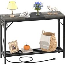 Narrow Console Table with Power Strips Sofa Table with Storage Shelves for Li... picture