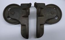 Pair Of Two Antique Or Vintage Cast Iron Industrial Cart Wheels Heavy Duty picture
