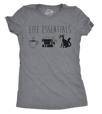 Womens Life Essentials T shirt Funny Coffee Cat Mom Lover Cute Graphic Ladies picture