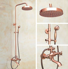 Antique Red Copper Bathroom Rainfall Shower Faucet Set Bath Tub Mixer Tap srg512 picture