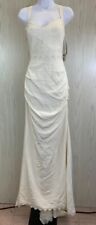 Nicole Miller Tonya Stretch V-Neck Gown, Women's Size 6, White NEW MSRP $1200 picture
